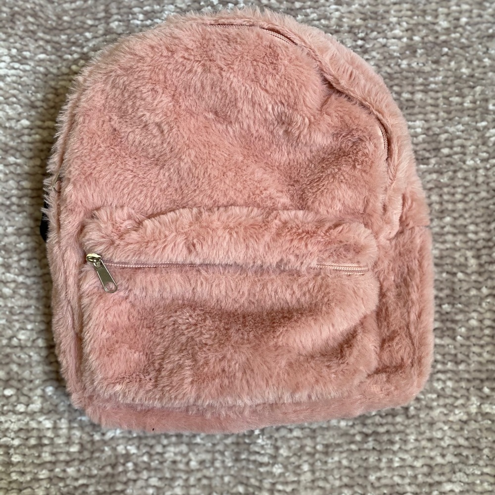 Pink fur backpack